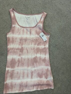 GAP Women's Pink & White Tie-Dye Rib Tank